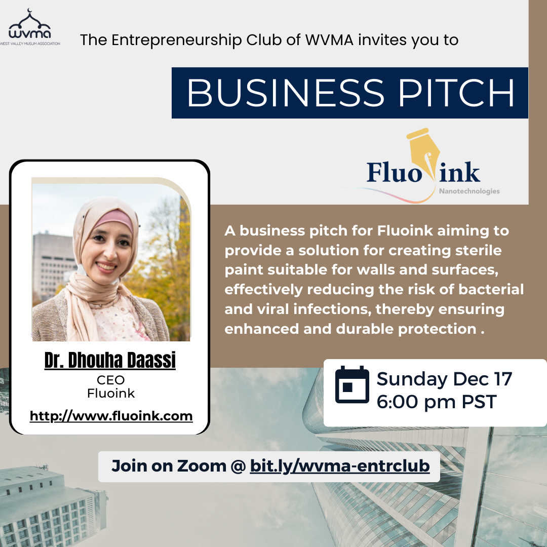 Entrepreneurship Club of WVMA Business Pitch - West Valley Muslim  Association